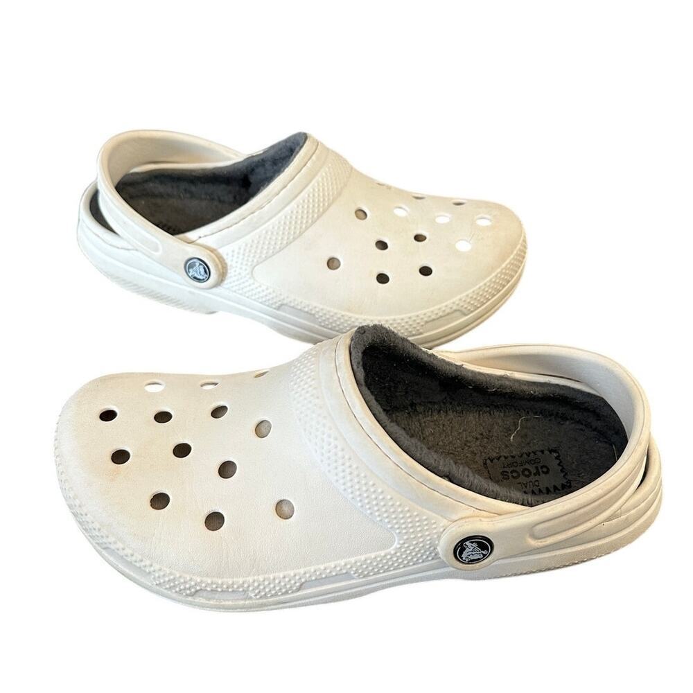 White Crocs Size 9 Women Size 7 Men Pool Summer Lined School Slip On Clog Work